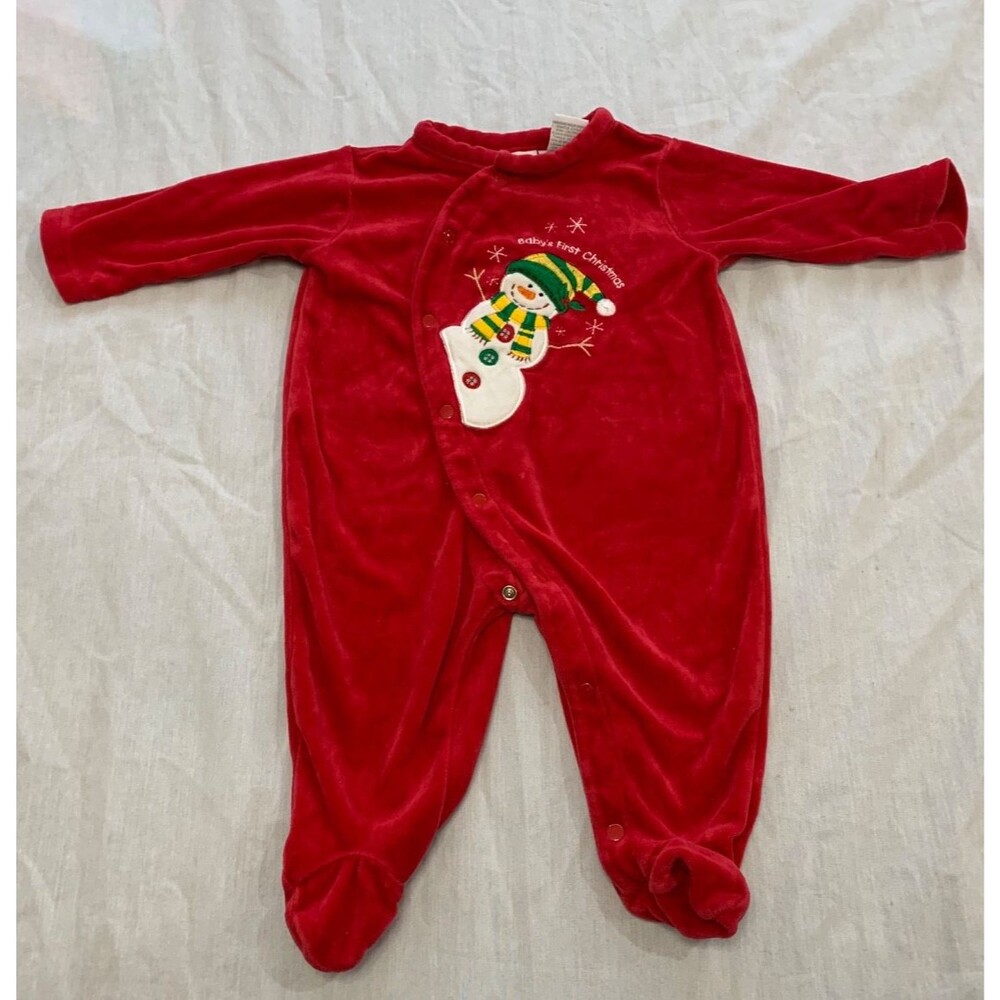 KRU LAYETTE GIRLS ONE PIECE VELOUR ROMPER CHRISTMAS OUTFITS SIZE 3-6 MONTHS
